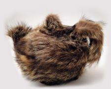 Pour Meret, 2013, Pour Meret ceramic teapot, raccoon fur, 7 x 9 x 6"