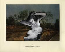 Vlad Krasnoshchok, Tretyakovka Series: Olive trees at the cemetery in Albano ( A.A. Ivanov), 2013, mixed media collage on antique museum catalogue, 12 1/8 x 14 1/4"