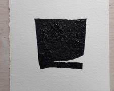 Marcos Hernandez, "Mirror or Mirage, 1", 2019, asphalt, sand, tar on paper, 8 x 8"