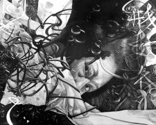 形あるものいつかこわれる_ Anything that takes a form will break sooner or later (Small Halloween), 2024, graphite on paper, 41" x 58"