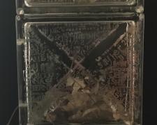 2547, intaglio, embossing, found objects, 23 x 8 x 4"