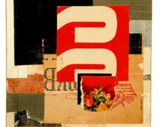 number 8, 2004, acrylic, found paper collage on museum board, 6 1/4 x 4 3/4"