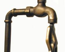 Man with Faucet, 1991, cast bronze, 19 x 6 1/4 x 10 3/4"