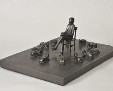 Man Encircled by Cats, 1991, bronze, 7 x 12 3/8 x 16 3/4", ed. 5/10