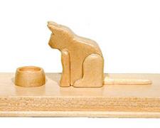 Cat With Bowl, 2003, pine, 2 1/8 x 5 x 2 1/2"