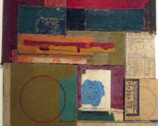 stonehead, 2010, mixed media collage on museum board, 13 1/2 x 10"