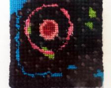 Night, 2013, series "Not Your Mother's Needlepoint", yarn painting, cotton embroidery floss, tapestry wool, 14x 11 x 1 1/2"