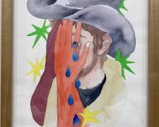 "A Grateful Man's Dilemma", 2022, watercolor and gouache on cotton paper, p.s. 16 x 11" (Origin Series)