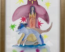 "Distrustful Man's Curse; Be Loyal Like The Dog At My Feet", 2022, watercolor and gouache on cotton paper, p.s. 16 x 11" (Origin Series)