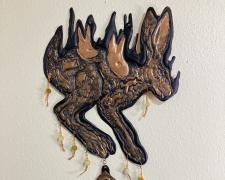 Angelica Raquel, "I'm Tired and I Miss Him", 2023, copper, glass beads, and acrylic paint, 21 x 10 1/2"