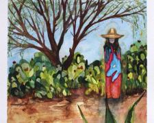 "A Memory Worth Guarding; The Rusted Folding Chair", 2021, watercolor on cotton paper, p.s. 9 1/2 x 7" / f.s. 15 x 12"