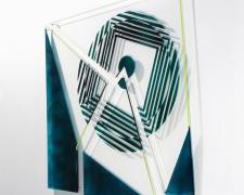 Anywhere (view 2), 2016, spray enamel on plexiglas, 32 x 32"