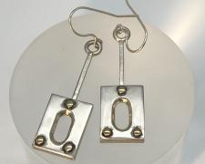 Edward Lane McCartney, "Aperture", 2023, earrings: hollow fabricated sterling and 14k yellow gold