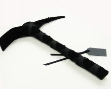 Artifact, 2016, pick axe, velvet, ribbon, paper, 13 x 18 x 2"