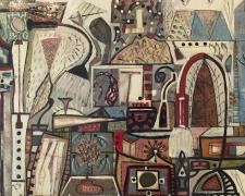 The Archaeology of Solitude #6, 2017, mixed media on wood, 24 x 48 x 3"