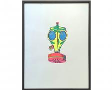 Gail Peter Borden, "mask 1", 2018, ink and paint on paper, 28 3/4 x 12 1/2"