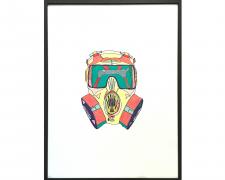 Gail Peter Borden, "mask 2", 2018, ink and paint on paper, 28 3/4 x 12 1/2"