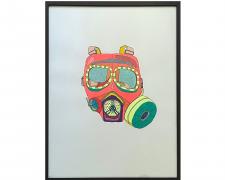 Gail Peter Borden, "mask 3", 2018, ink and paint on paper, 28 3/4 x 12 1/2"