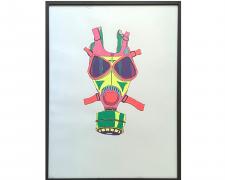 Gail Peter Borden, "mask 4", 2018, ink and paint on paper, 28 3/4 x 12 1/2"