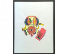 Gail Peter Borden, "mask 5", 2018, ink and paint on paper, 28 3/4 x 12 1/2"