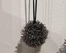 Ball Pendant Necklace, 2007, sterling silver and satin cord, 18 x 2 x 2" (Prickly Series)