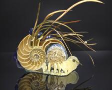 Basia Hawicz, "Origins", 2025, egg, mixed media, 8 x 6 x 6"