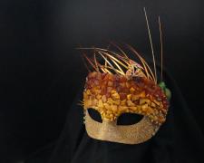 "Amber Strata (with Bunnies)", 2021, mask, mixed media, 11 x 12 x 6"