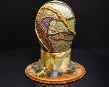 "Canyonlands", 2026, egg, mixed media, 6 x 4 1/2 x 4 1/2"