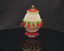 "Cayenne Cocktail", 2026, egg, mixed media, 4 x 3 x 3"
