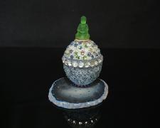 "I Contemplate the Vastness", 2024, egg, mixed media, 3 1/2 x 3 x 3 1/2"