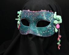 "I'm All Dolled Up", 2021, mask, mixed media, 7 x 7 x 6"