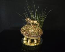 "In the Reeds", 2024, egg, mixed media, 7 x 5 x 4"