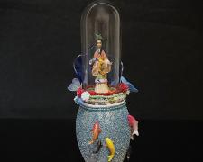 "So Koi", 2024, egg, mixed media, 6 1/2 x 3 x 3"