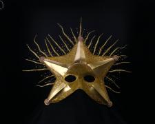"Solar Flair", 2021, mask, mixed media, 15 x 13 x 6"