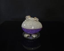 "Stillness", 2024, egg, mixed media, 3 1/4 x 4 1/2 x 3"