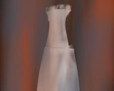 Catherine Asher Morgan, "Battle of the Bridal Gown", 2022, digital photography and digital painting on silk, f.s. 25 1/2 x 14" / i.s. 21 1/2 x 10"