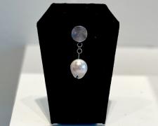 Victor Beckmann, "Smile Like You Mean It Redux #1", 2023, sterling silver and pearls, 2 x 1/4 x 1/4"