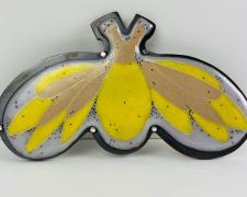 Heidi Gerstacker, "Bee Brooch", 2022, opaque cloisonné enamel, copper, sterling silver, 3 3/4 x 2"