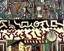 "Archaeology of Memory Series", mixed media and oil on wood panel, 48 x 24 x 3"