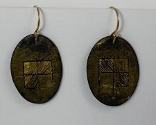Heidi Gerstacker, "Black Wing Earrings", 2023, vitreous enamel on copper, 14k G/F ear wires, 1" length