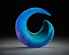 Blue Green Arch, cast and cut glass, 18 x 18 x 3"