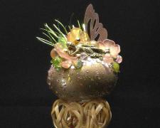 Basia Hawicz, "Buddha In The Garden With His Cat", 2025, egg, mixed media, 3 x 4 x 2"