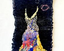 "Admiring the Bubbles II", 2026, textile weaving, 12 x 7"