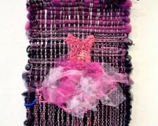 Candy Ballerina II (detail), 2026, textile weaving, 34 x 9"