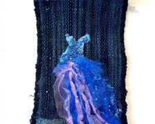 "Glorious Moon Lady II", 2026, textile weaving, 13 x 7"