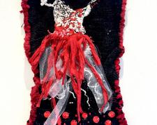 "Valentine Disco II", 2026, textile weaving, 12 x 8"