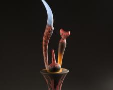 Drum Dance Flame, 2015, cast/blown, 42 x 10 x 10"