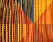 Chromatic Interference #16, 2016, cardboard, paper, wood, aluminum, 22 x 22 x 1 1/2"