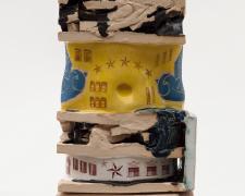 "I'll Fly Away" (Detail), 2022, fired clay, glaze, epoxy, 31” H x 5” W x 4.5” D