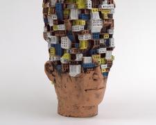 "Lost in Thought" (View 2), 2022, fired clay, glaze, 30” H x 8” W x 10” D 